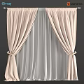 Elegant Light Pink Velvet Curtains With White Sheer Lining Pleated Top And Tied Sides