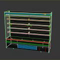 Commercial Display Cabinet With Multiple Shelves Black Design And Blue Bottom Panel