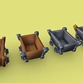 Curved Toy Train Tracks With Small Toy Cars On Yellow Background