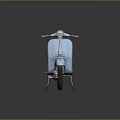 Vintage Blue Scooter With Red Seat Classic Design And Rustic Wheels