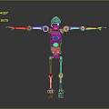 Mechanical Robot Character Standing With Outstretched Arms And Metal Blue Structure