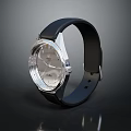 Modern Wrist Watch With Black Leather Strap And Transparent Dial Design