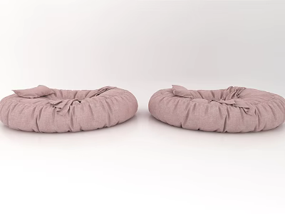 Pink Round Fabric Sofa Stools With Knotted Design And Soft Surface Texture 3d model