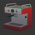 Electrical Appliance Red And White Espresso Machine With Handles Control Panel And Drip Tray
