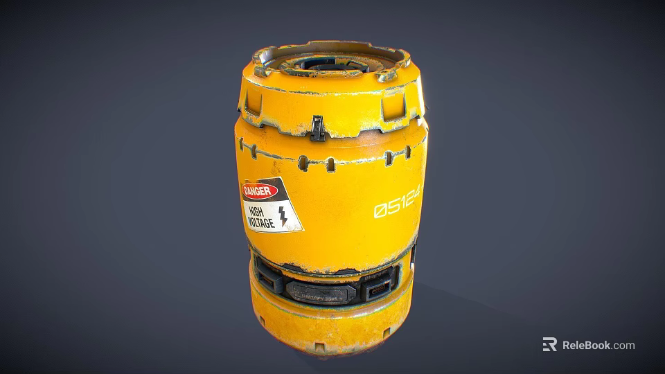 Yellow Worn Industrial Mechanical Part With BBS Label And 25T Marking 3d model 