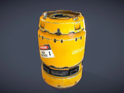 Yellow Worn Industrial Mechanical Part With BBS Label And 25T Marking 3d model