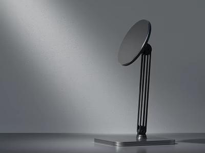 Modern Table Lamp With Round Shade And Black Metal Stand On Silver Base 3d model