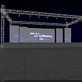 Nighttime Concert Stage With Bright Stage Lights Truss Structure And Cheering Audience