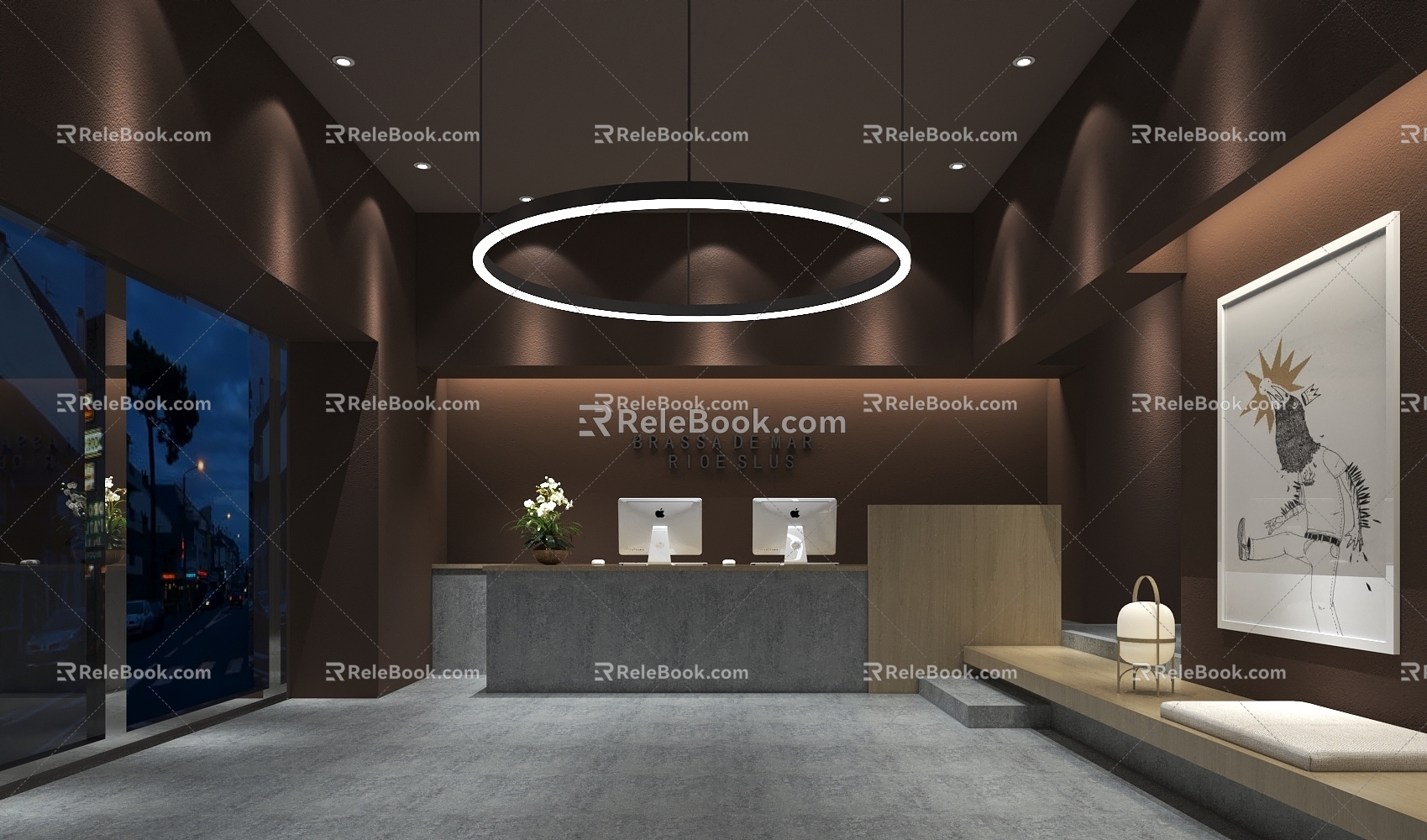 Front Desk Lobby Hotel Front Desk Lobby Reception Area Company Front Desk Hotel Lobby Express Hotel Lobby Simple Lobby Bar Reception Desk 3d model