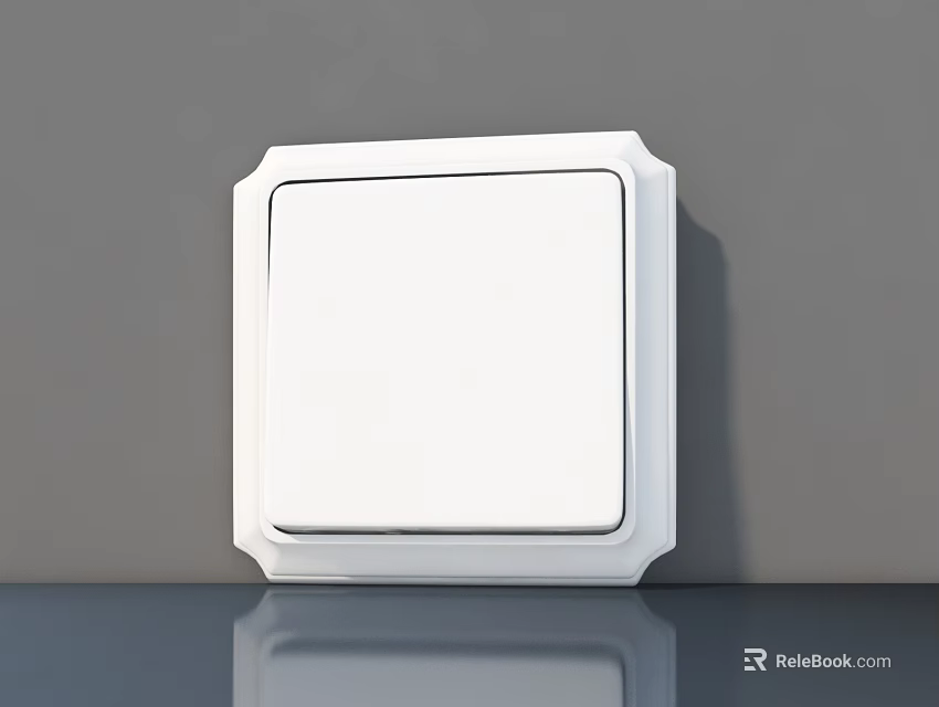 Minimalist White Square Ceiling Light with Reflective Base Against Gray Background 3d model 