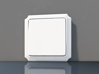 Minimalist White Square Ceiling Light with Reflective Base Against Gray Background 3d model