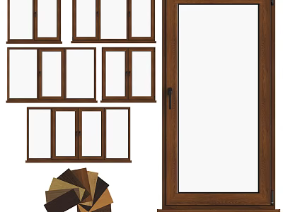 Wooden Swing Door Various Styles And Color Swatches For Home Decoration 3d model