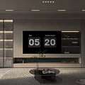 Modern Elegant TV Wall Unit in Living Room With Fireplace Glass Doors and Storage Shelves