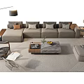 Modern Gray Sofa And Coffee Table Set With Decorative Pillows Floor Lamp And Accent Chair