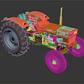 Orange Toyota 140 Tractor With Green Components And Large Tires