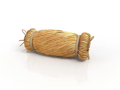 Golden Twisted Twine Roll for Daily Household Supplies with Secure Binding Ends 3d model