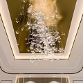 Luxurious Reception Desk Design With Crystal Chandelier And Gold Ceiling Details