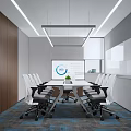 Modern Conference Room Interior With Company Logo And White Marble Wall