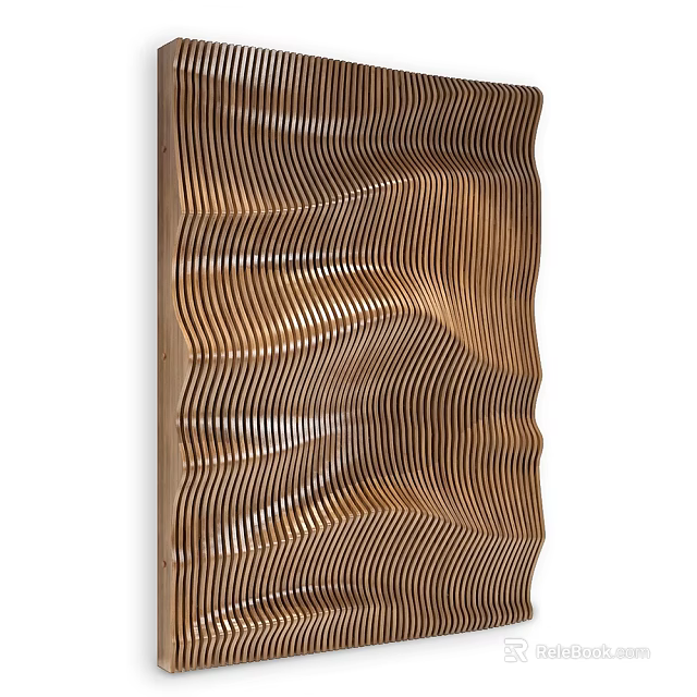 Wooden Decorative Panel With Wave Pattern For Modern Interior Decoration 3d model