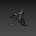 Dragon Like Game and Movie Character With Serpentine Body Holding Spear And Armored Details