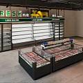 Refrigerated Display Freezers for Fresh Meat Vegetables in Commercial Store Showcase