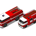 Red Fire Functional Vehicle With Emergency Lights And Rescue Equipment