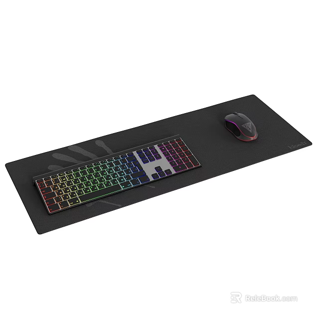 RGB Backlit Keyboard And Precision Mouse On Large Gaming Mouse Pad 3d model 
