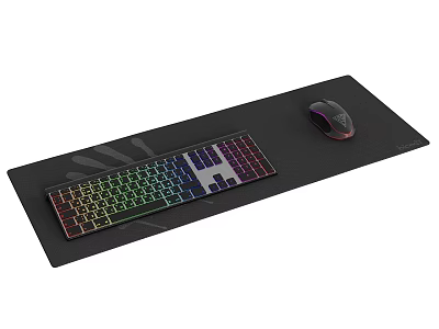 RGB Backlit Keyboard And Precision Mouse On Large Gaming Mouse Pad 3d model