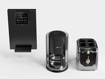 Stylish Modern Kitchen Appliances With Coffee Maker Toaster And Digital 3d model
