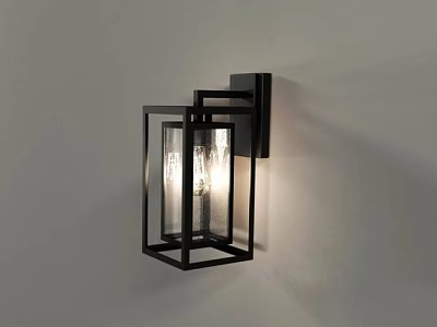 Modern Minimalist Wall Sconce With Black Metal Frame And Glass Shade 3d model