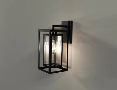 Modern Minimalist Wall Sconce With Black Metal Frame And Glass Shade 3d model