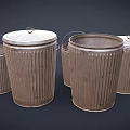 Metal Trash Cans with Lids and Ribbed Design in Various Sizes for Home Use
