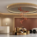 Elegant Modern Hotel Lobby Interior Design With Hanging Chandelier And Reception Desk Decor