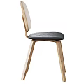 Modern Wooden Single Chair With Black Leather Seat And Minimalist Design