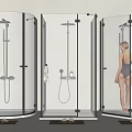 Modern Shower Sauna Enclosure With Transparent Glass And Contemporary Shower Fixtures