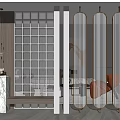 Modern partition glass wall porch partition screen 3d model
