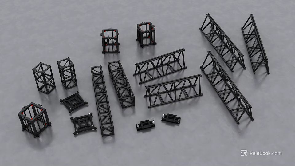 Industrial Commercial Equipment Black Metal Truss Frame Structures For Business Use 3d model 