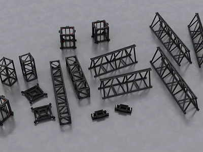 Industrial Commercial Equipment Black Metal Truss Frame Structures For Business Use 3d model