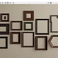 Various Shaped Picture Frames In Different Colors For Wall Decoration 3d model