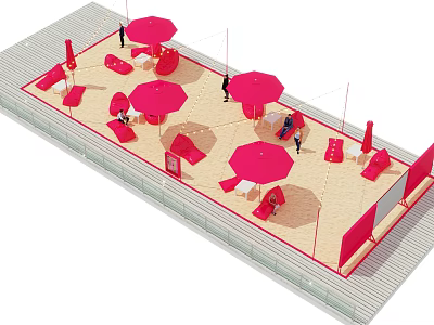 Net red clock DP clock beach Genoa pink beauty Chen photo landscaping set 3d model