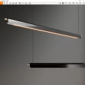 Sleek Black Linear Pendant Light With LED Strip For Modern Interior 3d model
