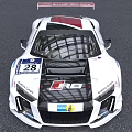 Audi R8 Race Car With White Black Livery Rear Spoiler Number 28 And Racing Team
