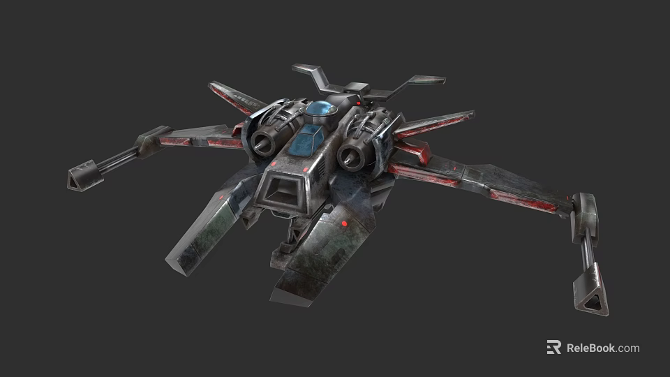 Futuristic Sci Fi Ship With Mechanical Structure Twin Engines And Propellers 3d model 