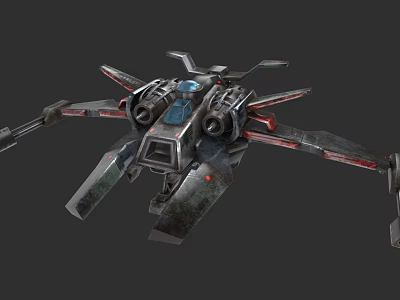 Futuristic Sci Fi Ship With Mechanical Structure Twin Engines And Propellers 3d model