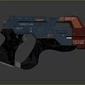 Futuristic Magnus DX5 Custom Pistol With Blue Red Black Design And Glowing Elements