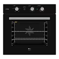 Modern Black Kitchen Oven Appliance With Glass Door And Control Knobs