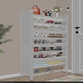 Modern White Tall Shoe Cabinet With Louvered Doors For Entryway Large Capacity Shoe Storage