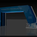 Blue Event Entrance Archway with New Era Promotion Text and Modern Design