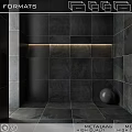 Dark Tile Wall and Floor Construction With Metal Sphere And LED Light Strip 3d model