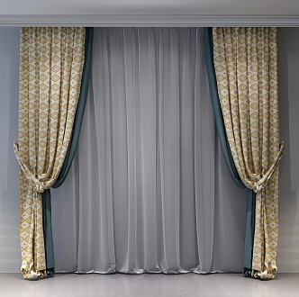 European-style curtains 3d model